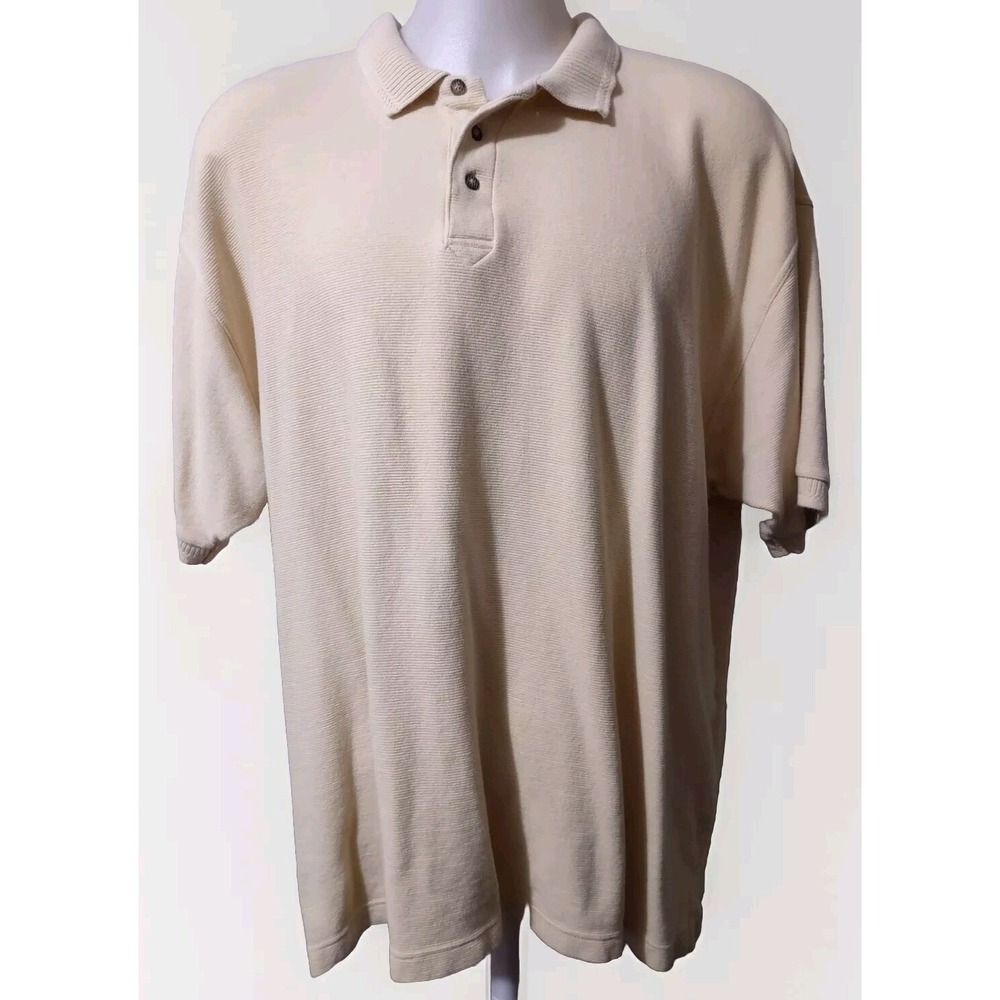 Fieldmaster Polo Shirt 3XL Mens Retro Norm Core Cream Ribbed Short Sleeve Top